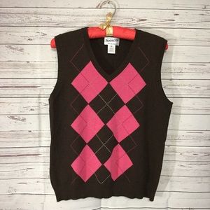 Pink Argyle Sweater Vest Womens 